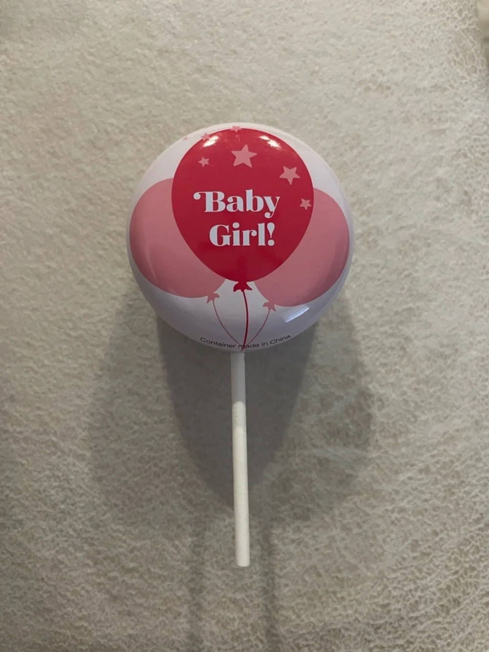 See’s Candies It’s A Baby Girl Lollipop Sucker Case Empty Tin Holder Gift